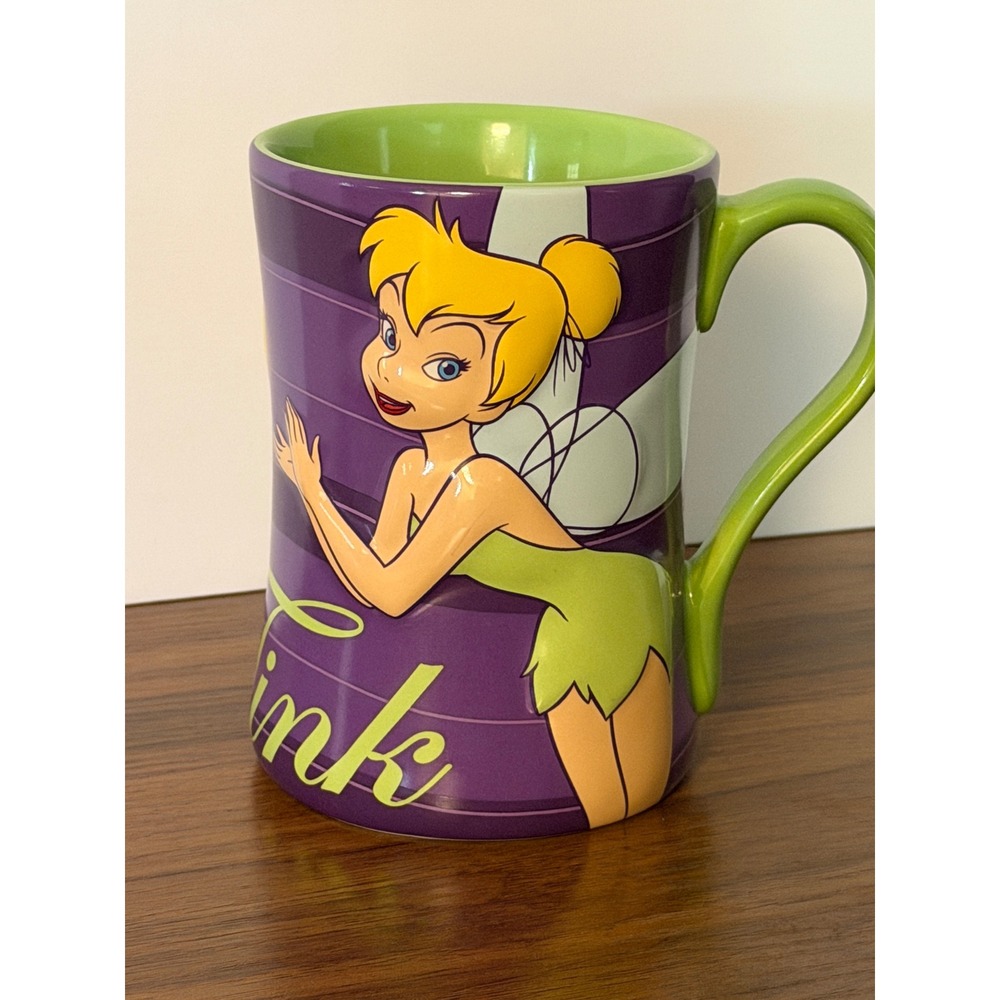 Vintage Disney Store Exclusive 3D Tinker Bell Purple Ceramic Coffee Mug Retired